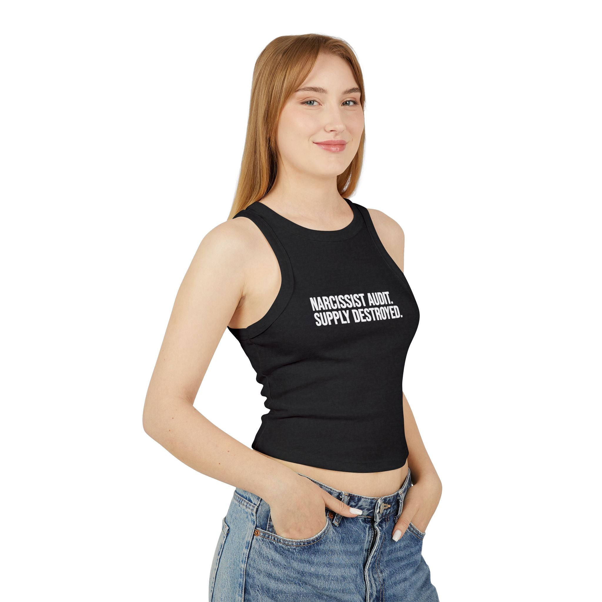 NARCISSIST AUDIT. SUPPLY DESTROYED.. Micro Rib Racer Tank Top