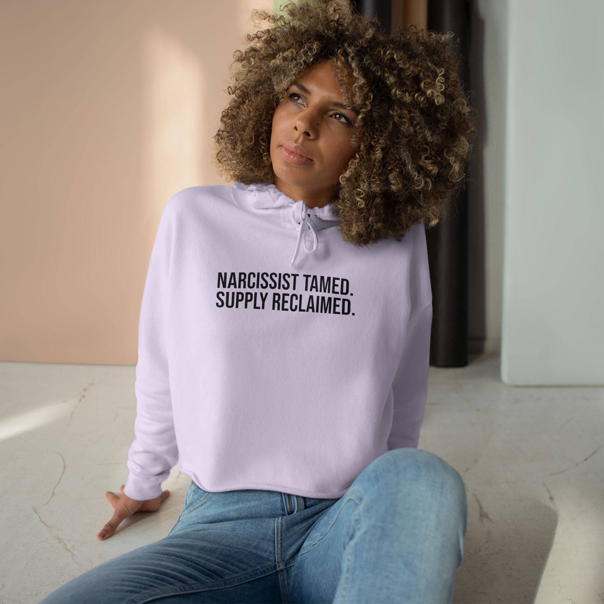 NARCISSIST TAMED. SUPPLY RECLAIMED. LILAC HOODIE