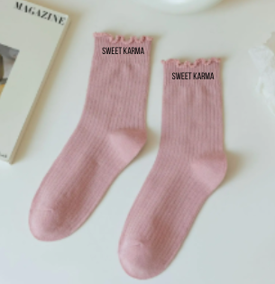 EGO BREAKER Horizontal Ruffle Sock// White EGO BREAKER Horizontal Ruffle Sock// Black SWEET KARMA Horizontal Ruffle Sock//Pink